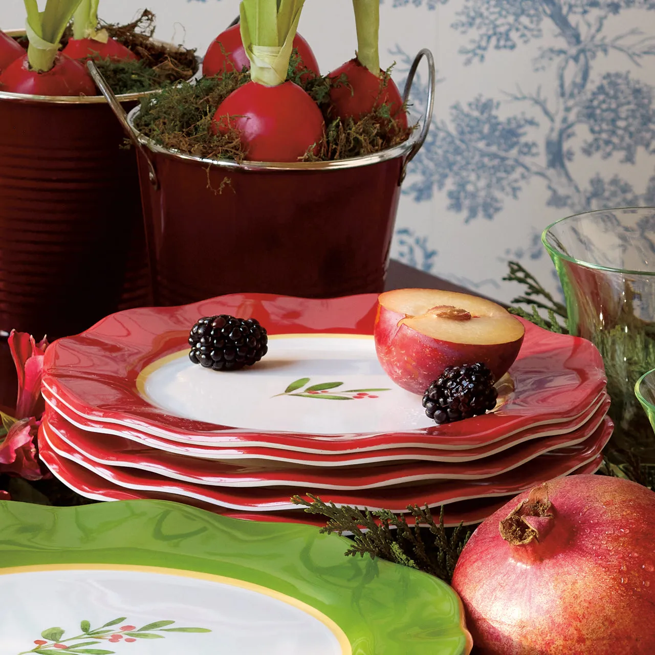 Holly Melamine Salad/Dessert Plates (Set of 4)