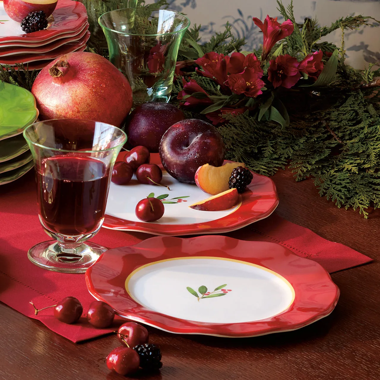 Holly Melamine Salad/Dessert Plates (Set of 4)