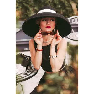 Holly -the Ultra Glamorous Oversized Wool Hat with three 100% Chiffon Silk Scarves Bundle Set