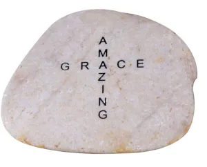 Holy Land Market - Amazing Grace Cross Extra Large Engraved Natural Stones from The Holy Land : 4-5 Inches