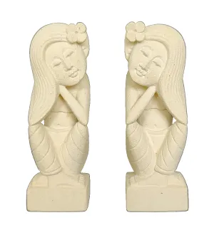Home Decor. Tabletop Accents. Sandstone Statuettes of Resting Women. "The Maidens".