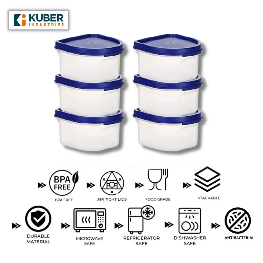 Homestic Storage Utility Container|Plastic Unbreakable Food Storage Jar|Leak Roof,BPA Free Food Kitchen Organizer With Lid,250 ML,Pack of 6 (White)