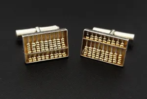 Hong Kong Designer Gold Gilt Sterling Working Abacus Cufflinks Circa 1950s