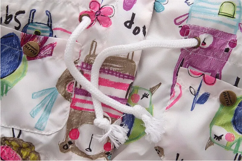 Hooded Graffiti Cartoon Printed Kids Spring and Fall Coat - Free Shipping to N.A.