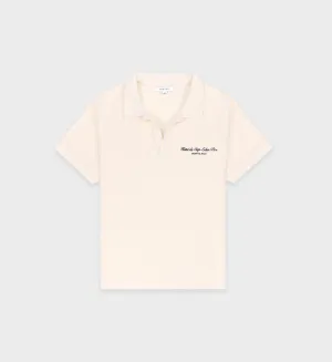 Hotel du Cap Cursive Terry Polo - Cream/Navy