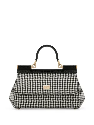Houndstooth Tote Bag with Strap