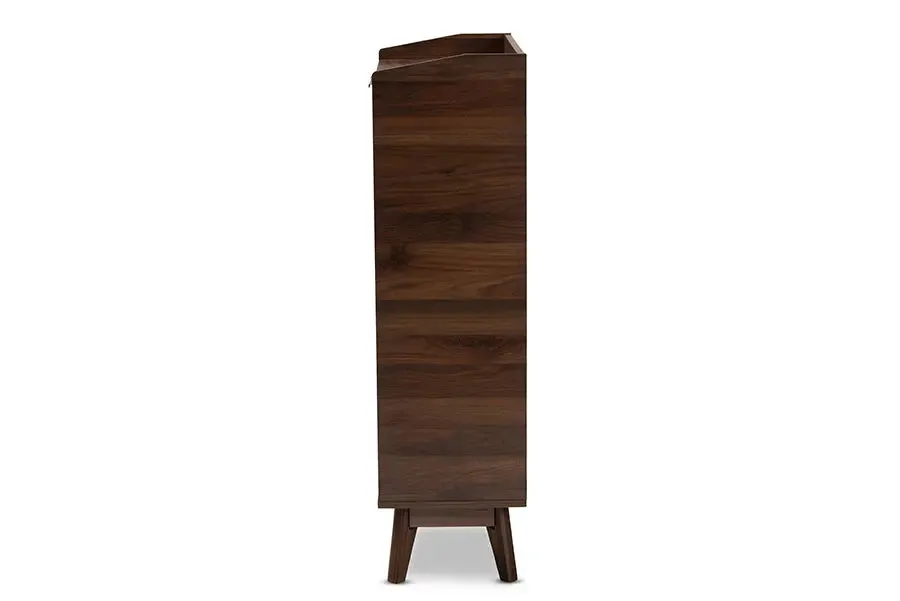 Houston Walnut Brown Finished 5-Shelf Wood Entryway Shoe Cabinet