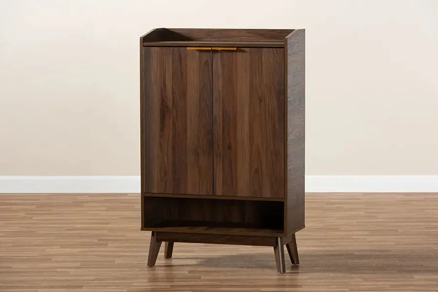 Houston Walnut Brown Finished 5-Shelf Wood Entryway Shoe Cabinet
