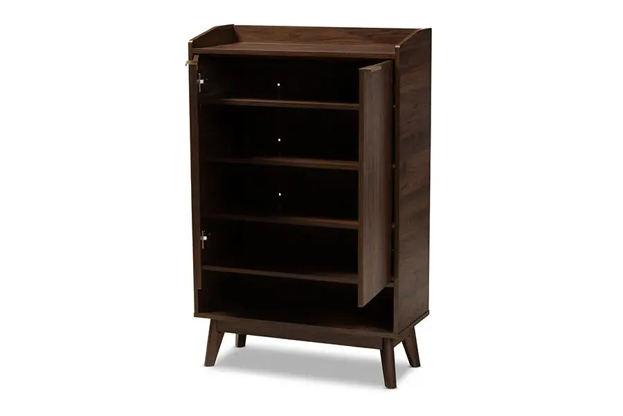 Houston Walnut Brown Finished 5-Shelf Wood Entryway Shoe Cabinet
