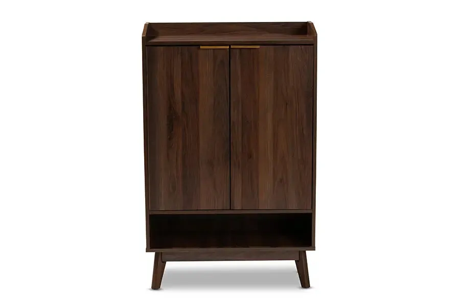 Houston Walnut Brown Finished 5-Shelf Wood Entryway Shoe Cabinet