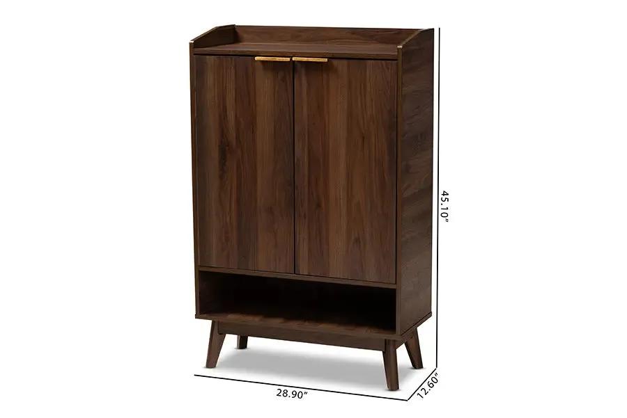 Houston Walnut Brown Finished 5-Shelf Wood Entryway Shoe Cabinet
