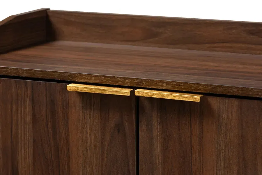Houston Walnut Brown Finished 5-Shelf Wood Entryway Shoe Cabinet