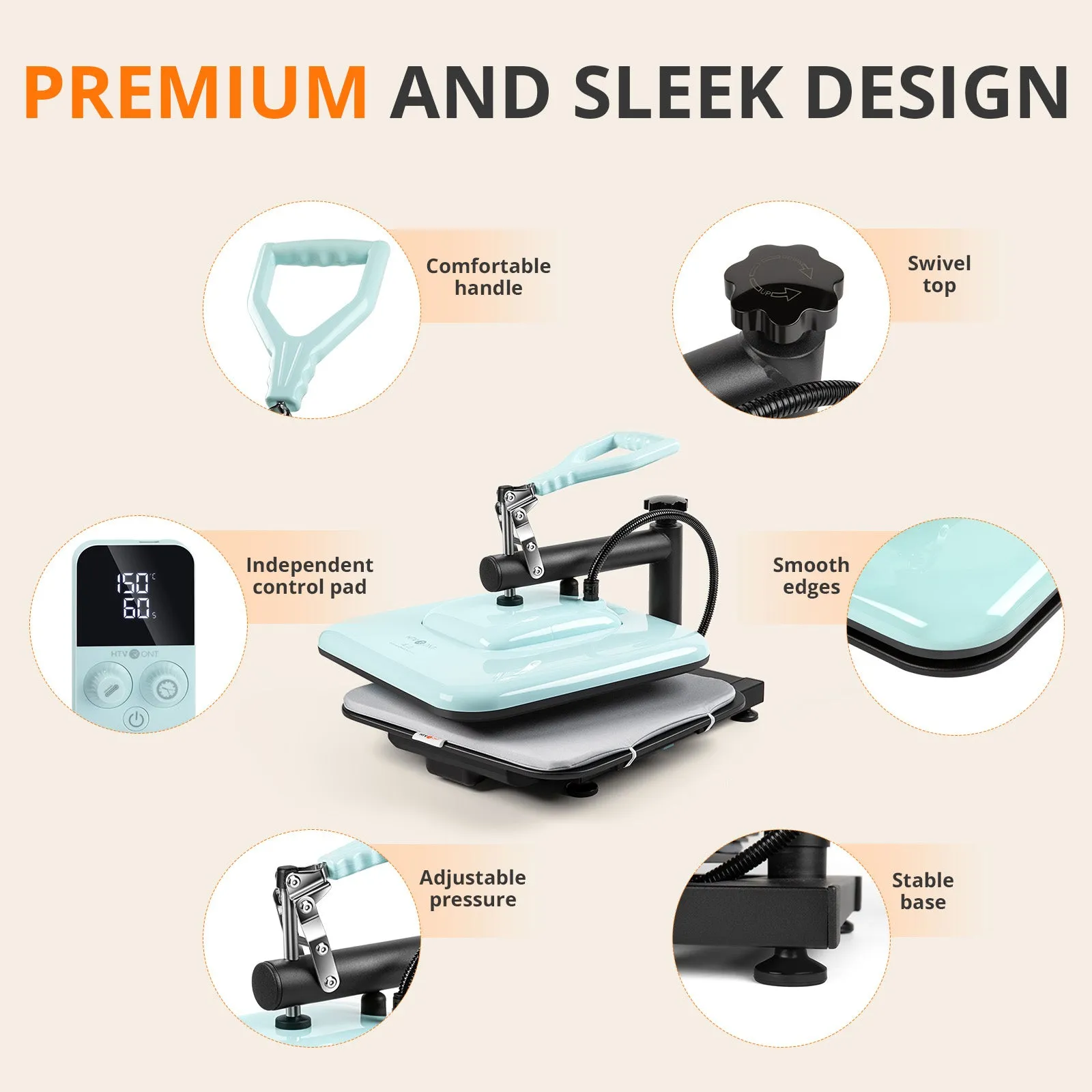 HTVRONT Manual Heat Press Machine 15" x 15" 110V   Tumbler Heat Press Machine   Hat Heat Press Machine