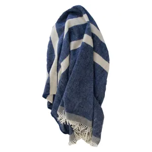 HUDSON 100% WOOL THROW BLANKET NAVY