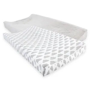 Hudson Baby Cotton Changing Pad Cover, Heather Gray Cloud