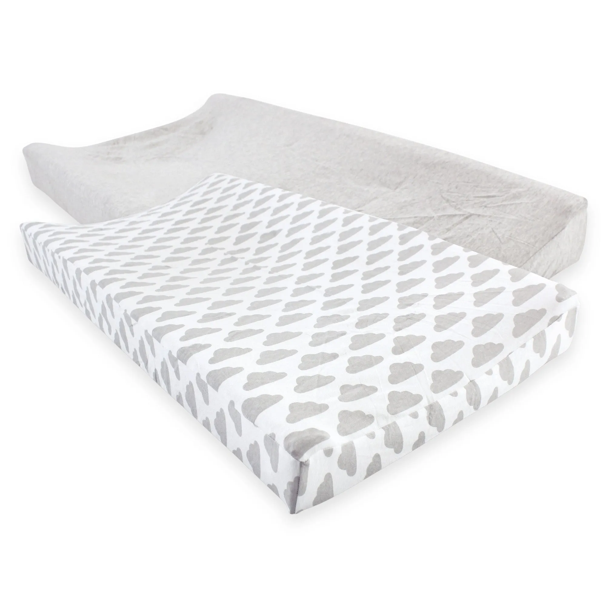 Hudson Baby Cotton Changing Pad Cover, Heather Gray Cloud