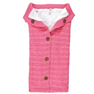 Hudson Baby Sherpa Knitted Baby Lounge Stroller Wrap Sack, Azalea Pink