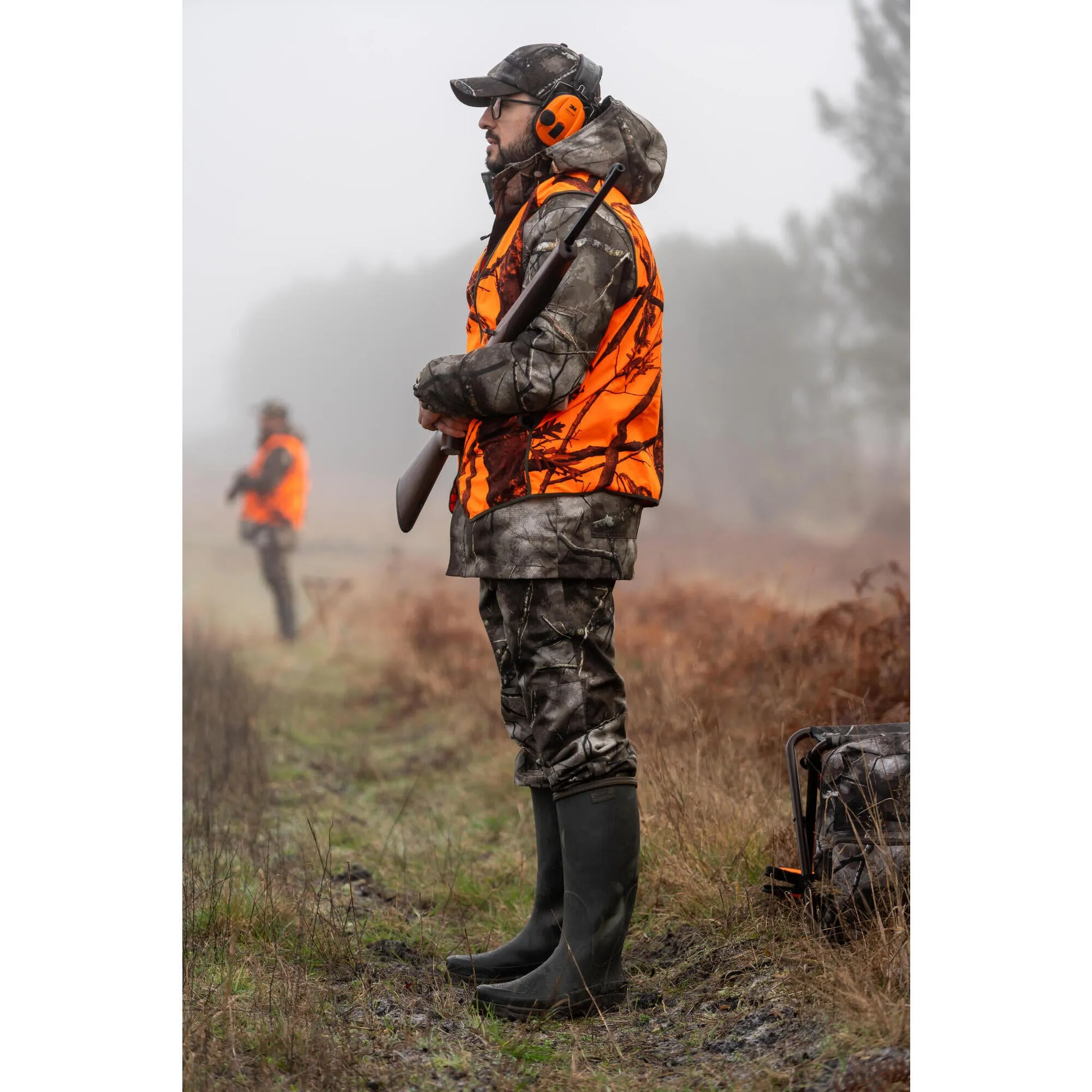Hunting trousers TREEMETIC 100 warm waterproof SOLOGNAC, camouflage