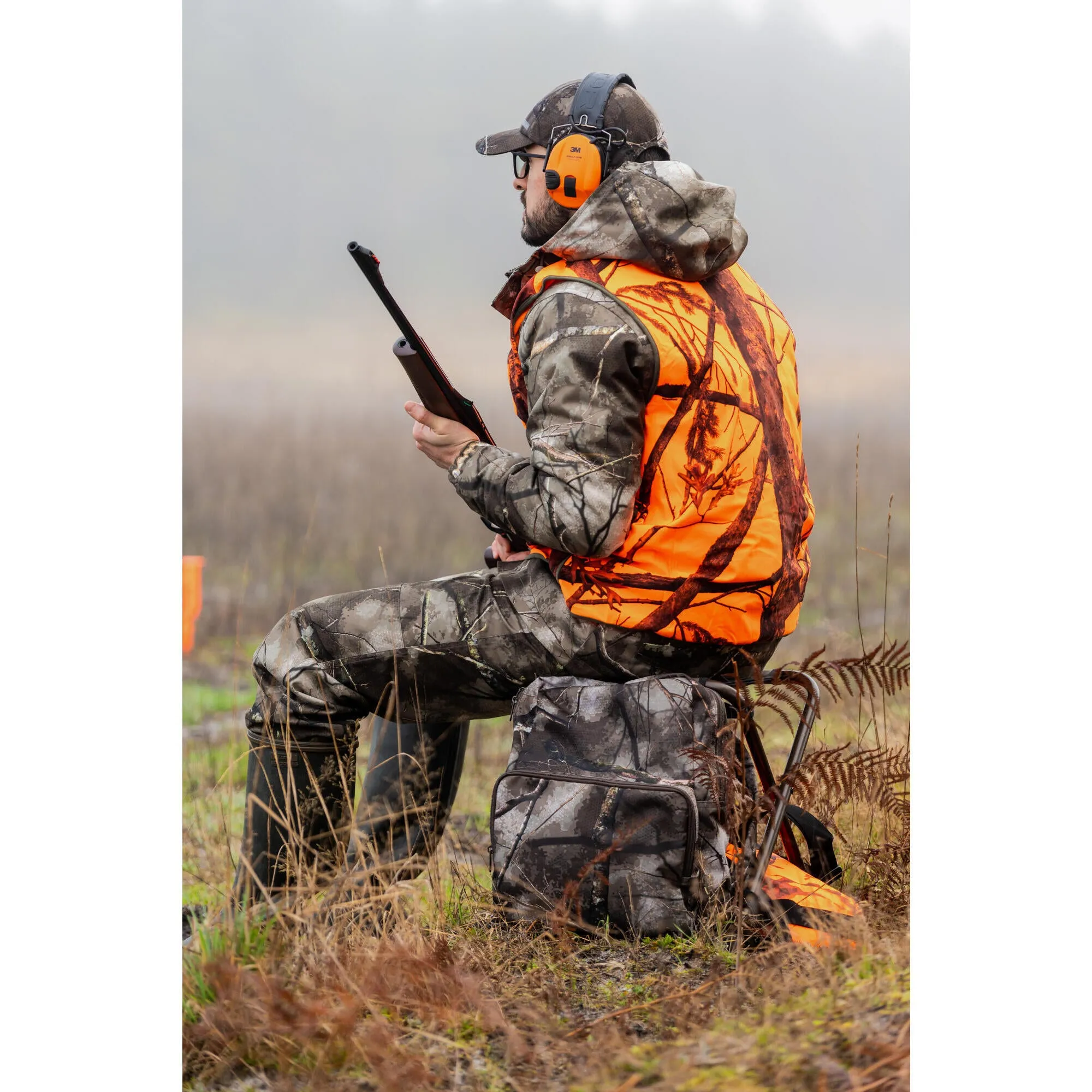 Hunting trousers TREEMETIC 100 warm waterproof SOLOGNAC, camouflage