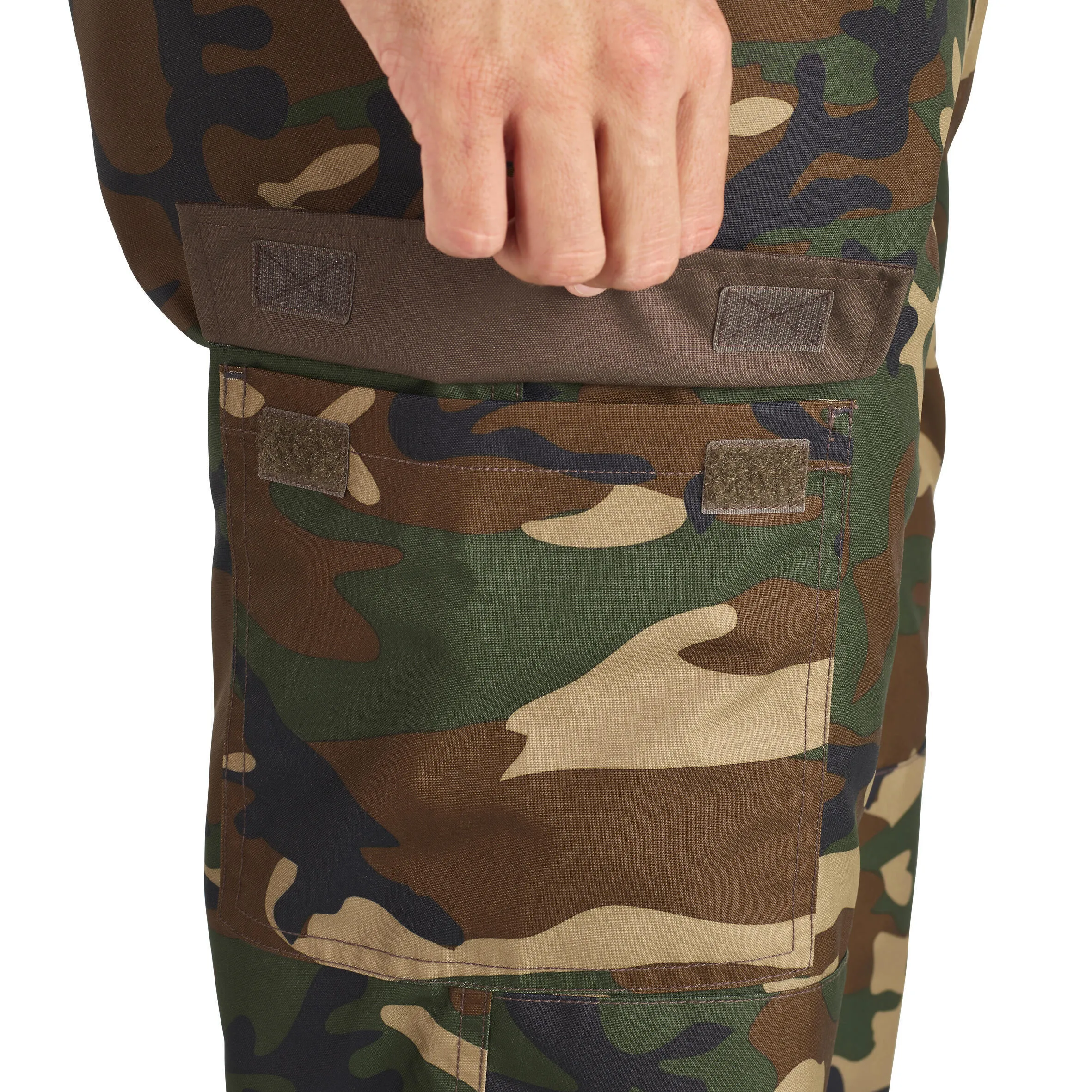 Hunting trousers/raincoat 100 warm camouflage SOLOGNAC, khaki