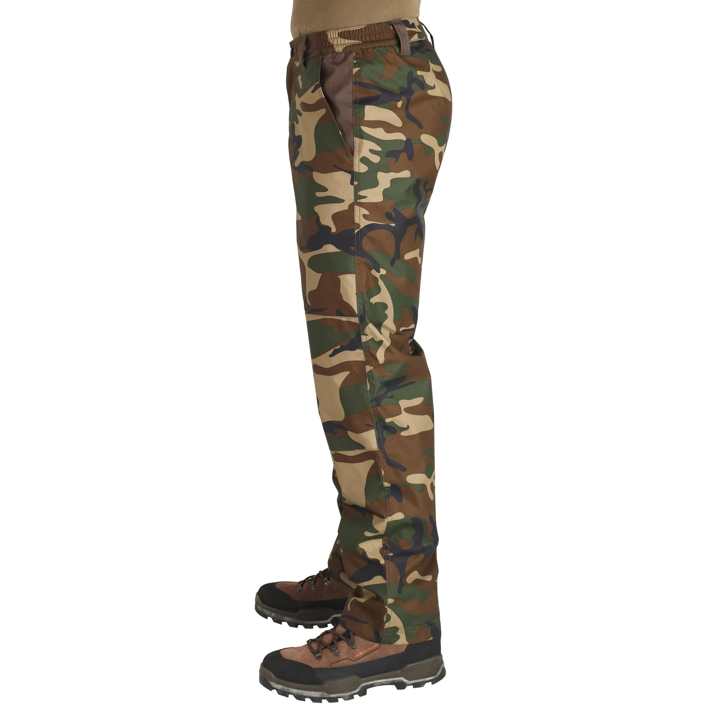 Hunting trousers/raincoat 100 warm camouflage SOLOGNAC, khaki