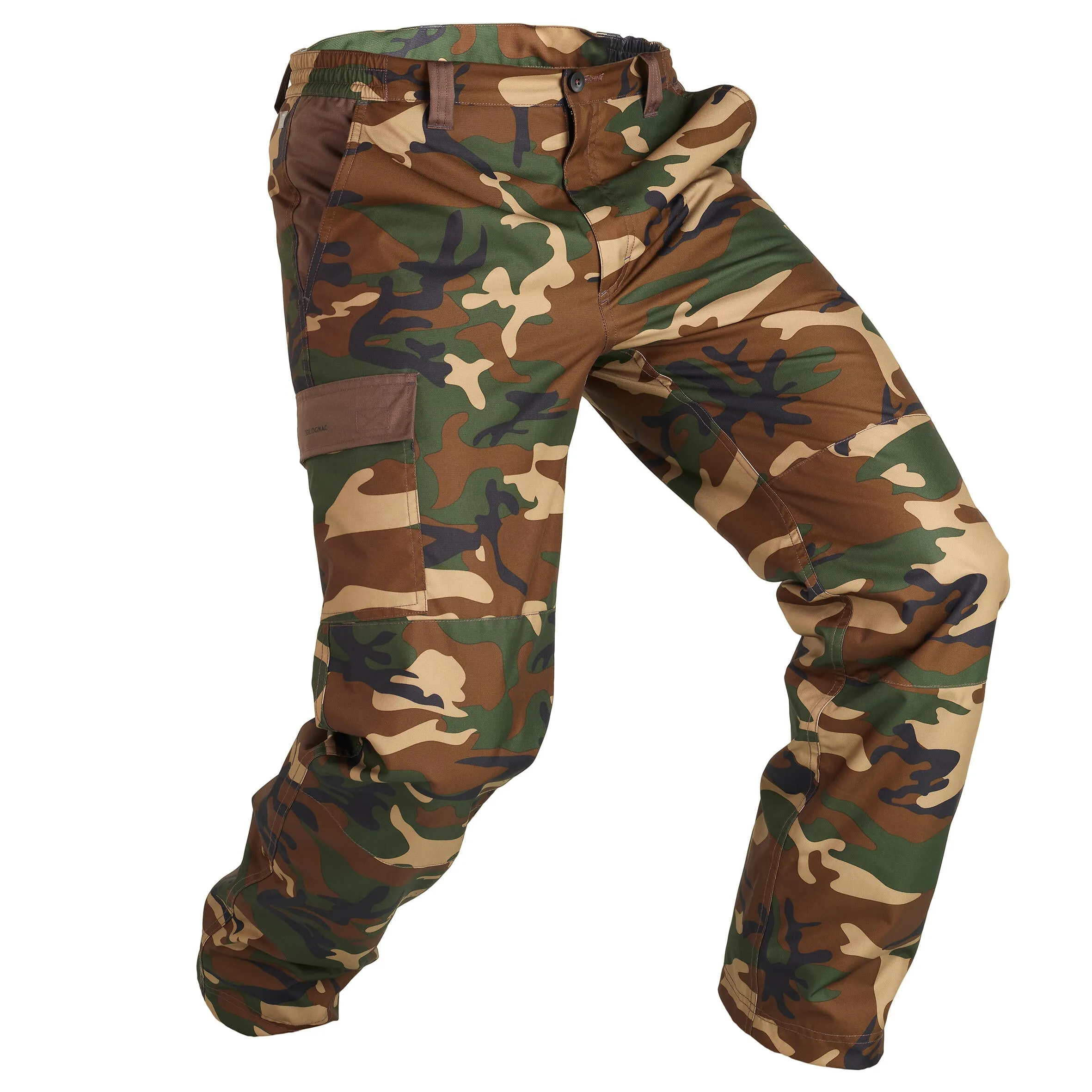 Hunting trousers/raincoat 100 warm camouflage SOLOGNAC, khaki