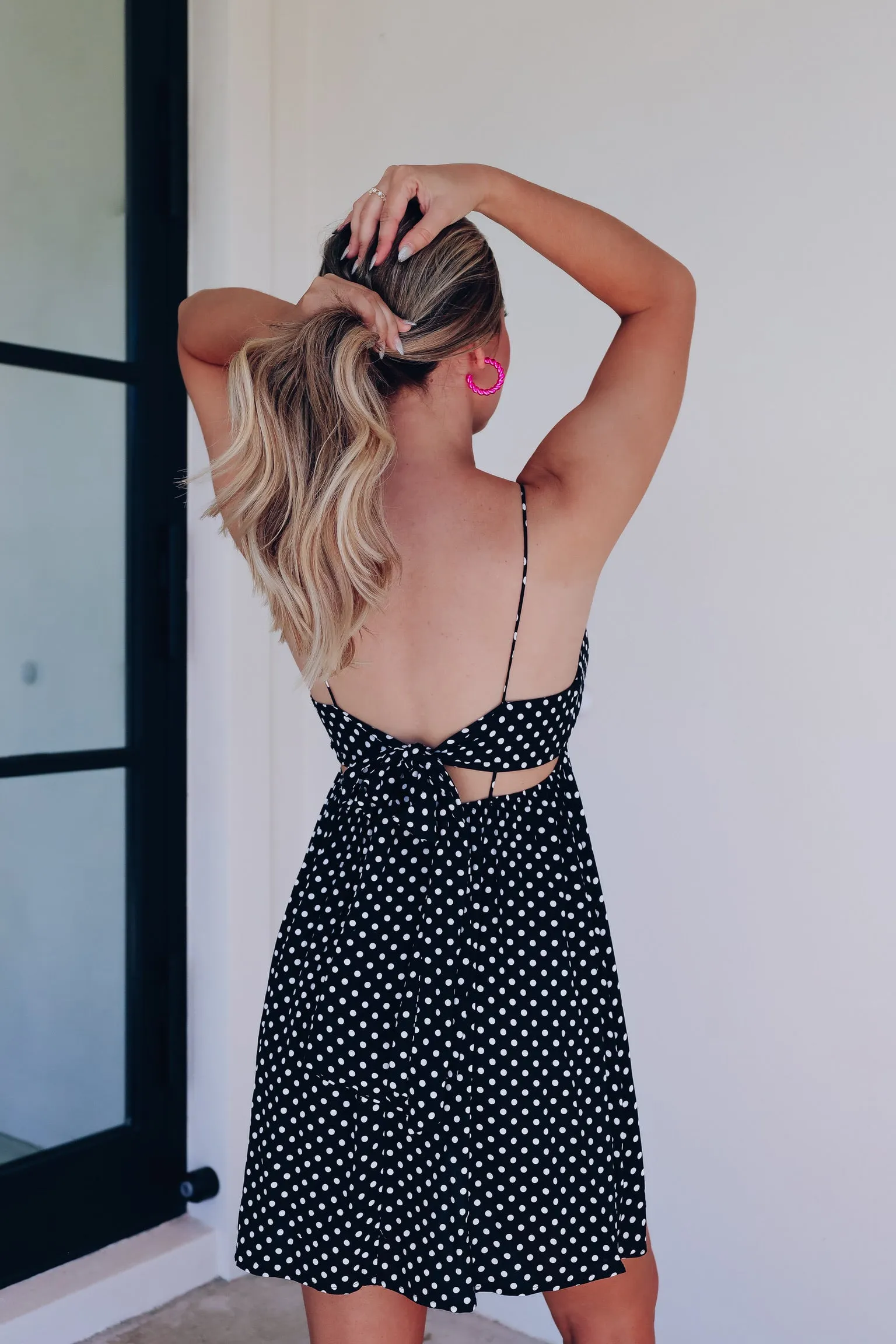 Hyland Polka Dot Mini Dress - Black