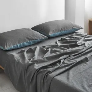 Hypoallergenic Cotton Bed Sheets Set Blue Grey Single Cosy Club