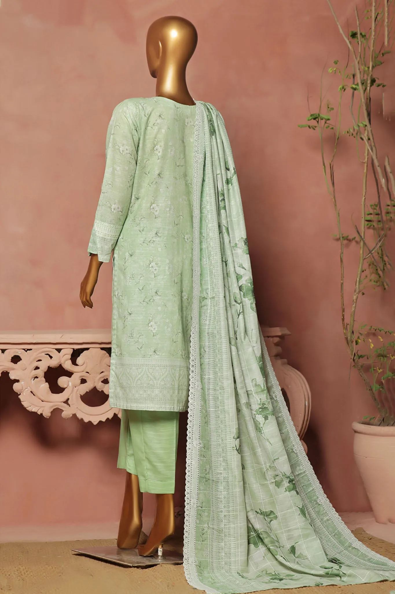 Hz Stitched 3 Piece Emb Chikankari Khaddar Vol-02 Collection'2024-KE-921-Green