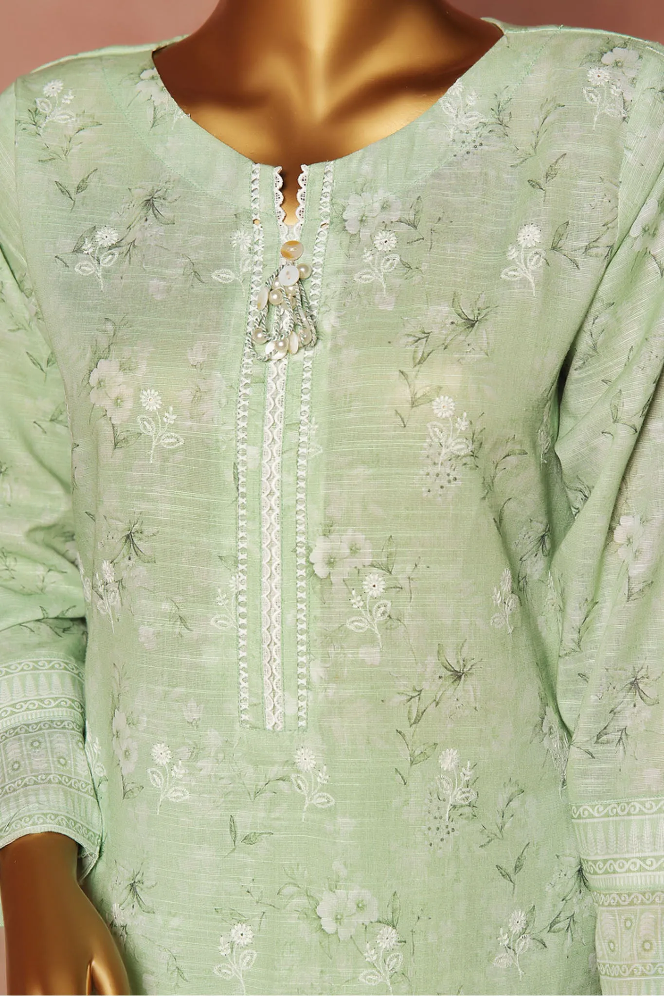 Hz Stitched 3 Piece Emb Chikankari Khaddar Vol-02 Collection'2024-KE-921-Green