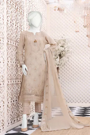 Hz Stitched 3 Piece Embroidered Chiffon Formals Vol-01 Collection'2023-HZK-128-C