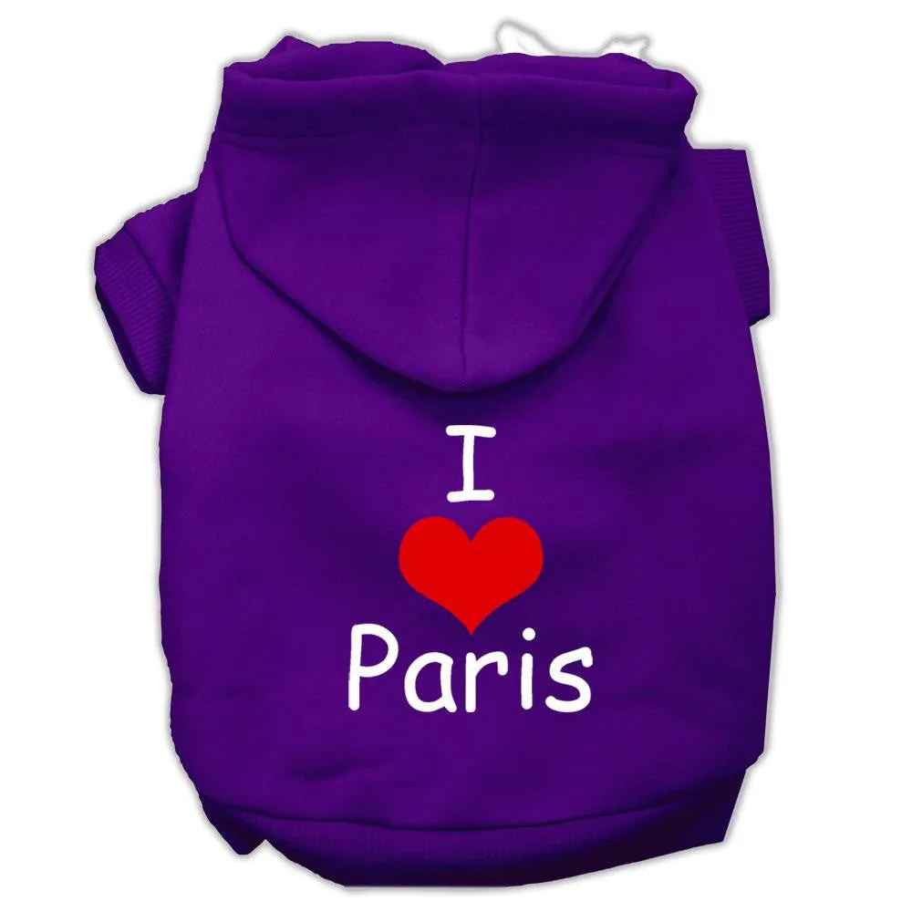 I Love Paris Screen Print Pet Hoodies Purple Size XXL (18)