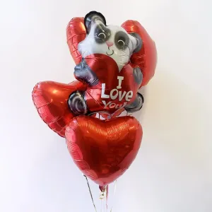 I Love You Panda Foil Balloon Bouquet