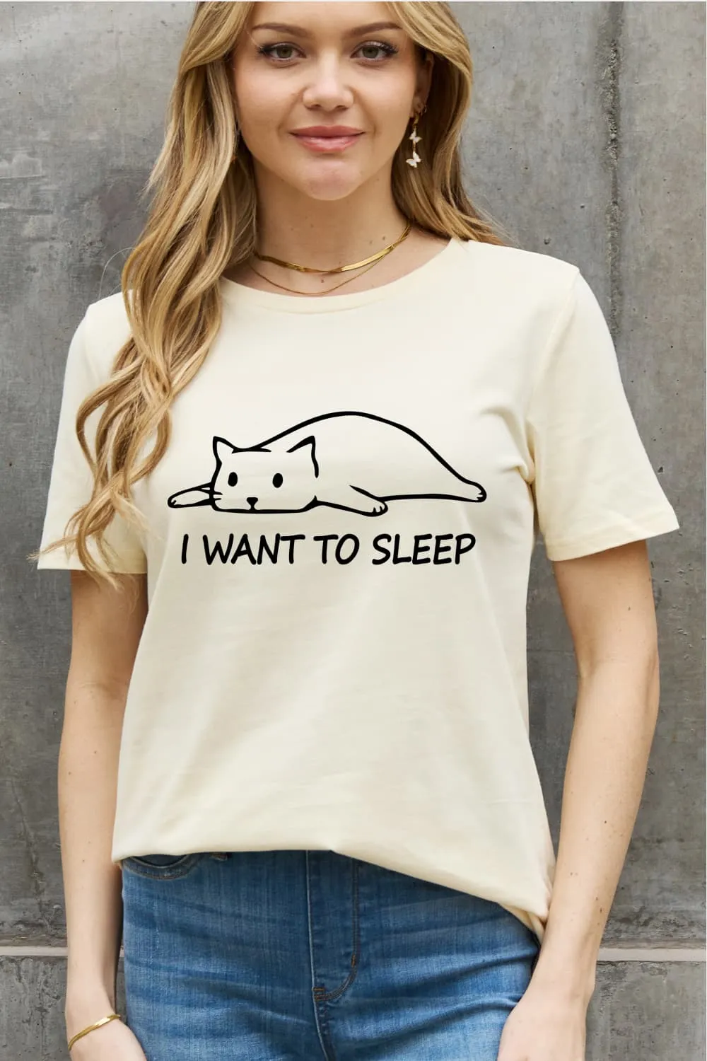 I WANT TO SLEEP Graphic Cotton Tee