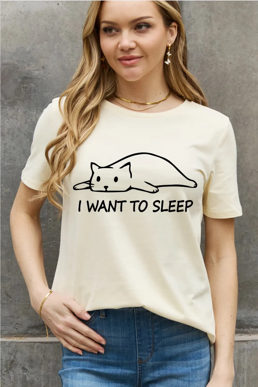 I WANT TO SLEEP Graphic Cotton Tee