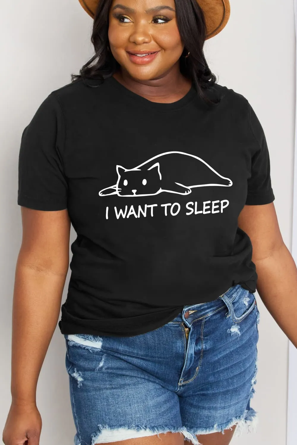 I WANT TO SLEEP Graphic Cotton Tee