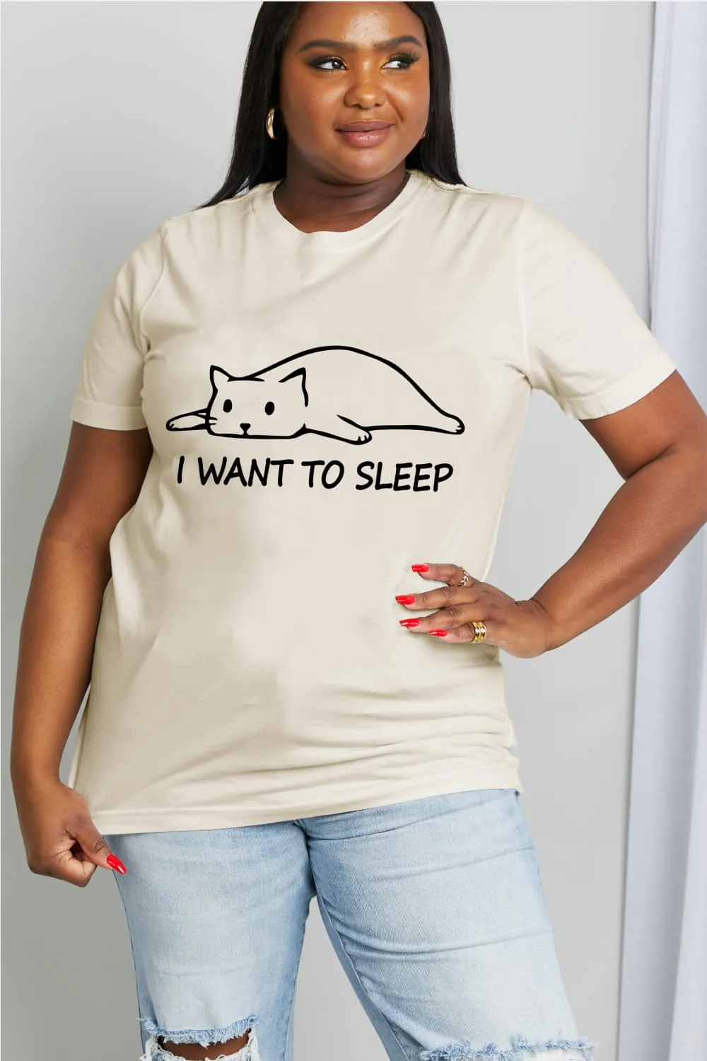 I WANT TO SLEEP Graphic Cotton Tee