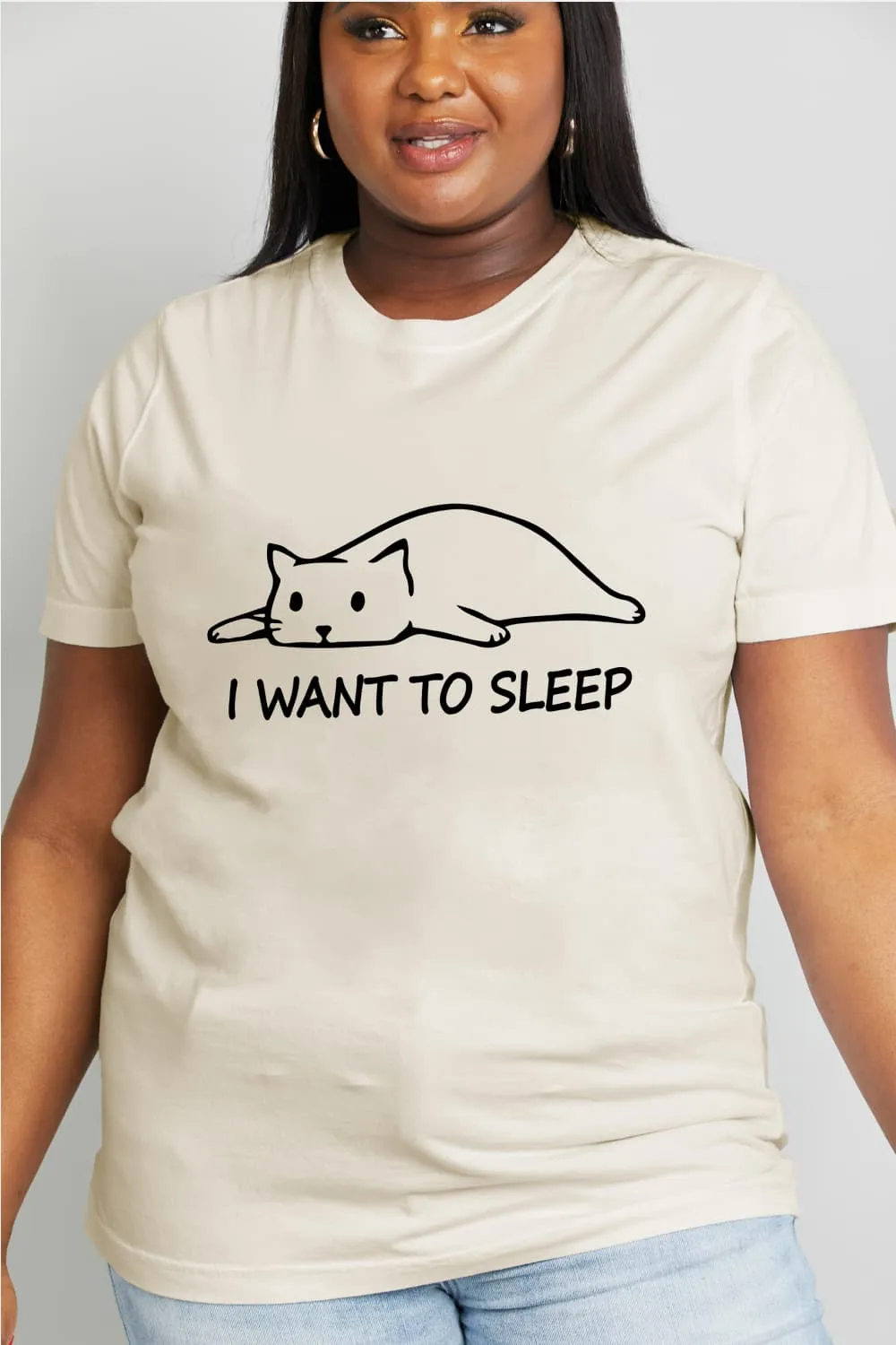 I WANT TO SLEEP Graphic Cotton Tee