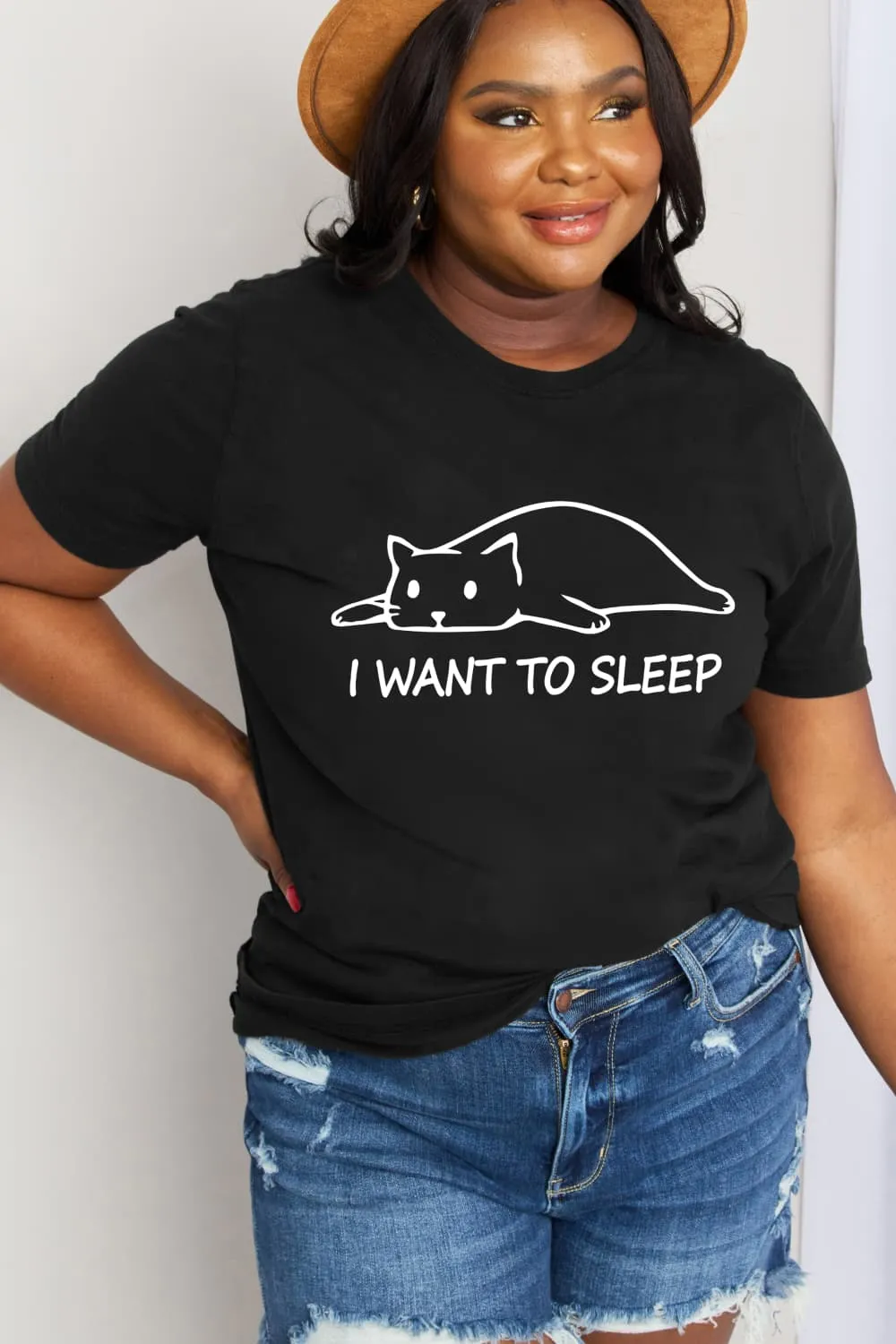 I WANT TO SLEEP Graphic Cotton Tee