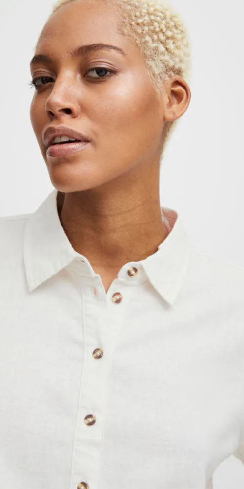 Ichi Linen Blend Tie-Front Shirt