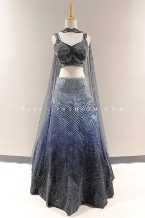 Imperial Charm: Exclusive Indian Designer Lehenga Choli In Blue Hue