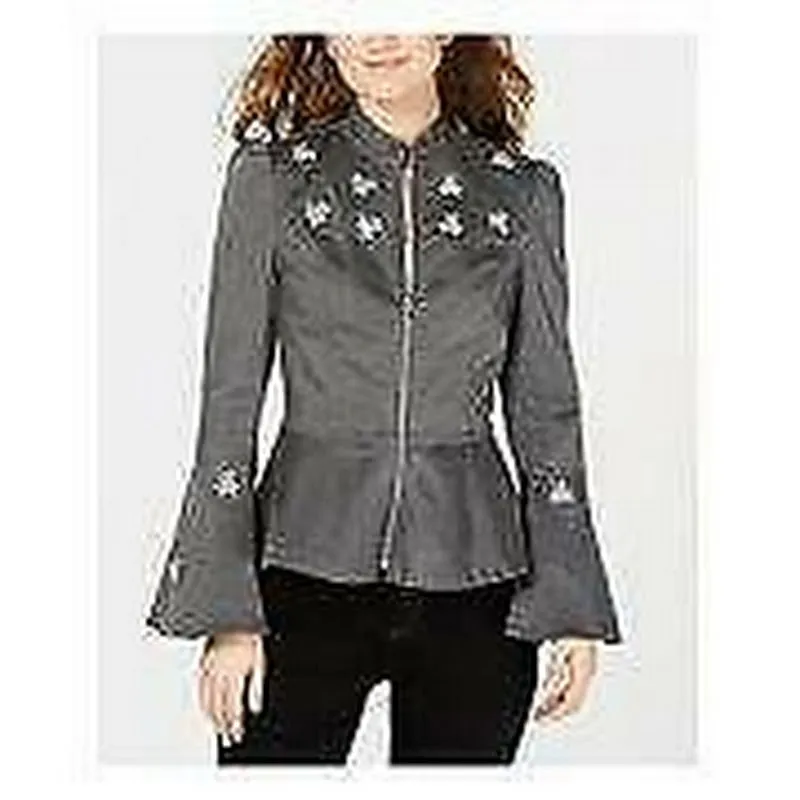 Inc Womens Gray Embellished Jacket, Size XS
