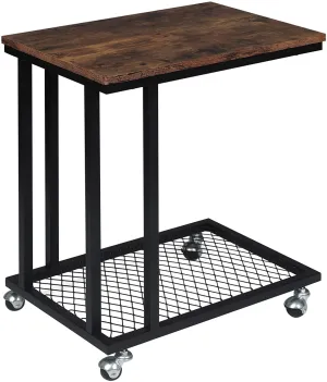 INDIAN DECOR 48208 Classic Metal Sofa Side Table Coffee Table Sofa Side Table with Wheels Small Coffee Table in MDF and Iron - Black