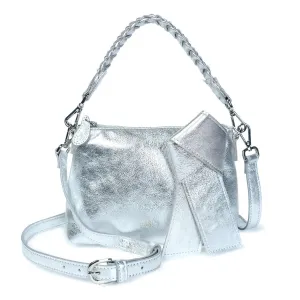 Indira Bow Detail Clutch/Crossbody in Silver