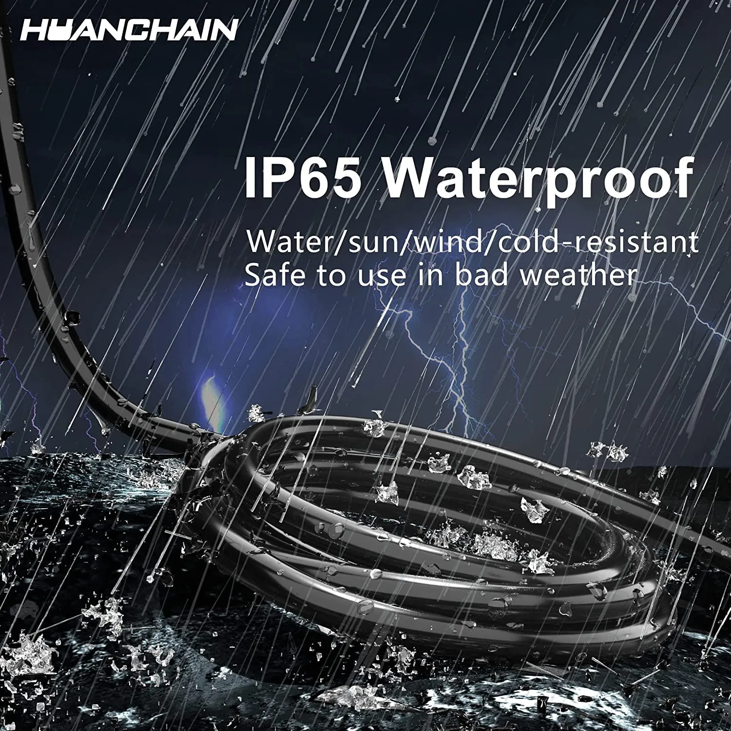 Indoor Outdoor Black Extension Cord 50 Ft Waterproof, 16/3 Gauge Flexible Cold-Resistant Appliance Extension Cord Outside, 13A 1625W 16AWG SJTW, 3 Prong Heavy Duty Electric Cord, ETL