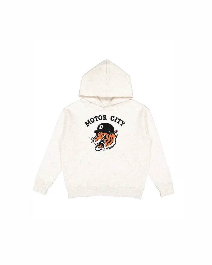 Ink Detroit - Motor City Kitty Youth Pullover Hoodie - Natural Heather
