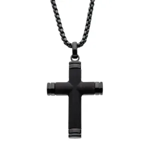 Inox Ebony Wood and Stainless Steel Cross Pendant