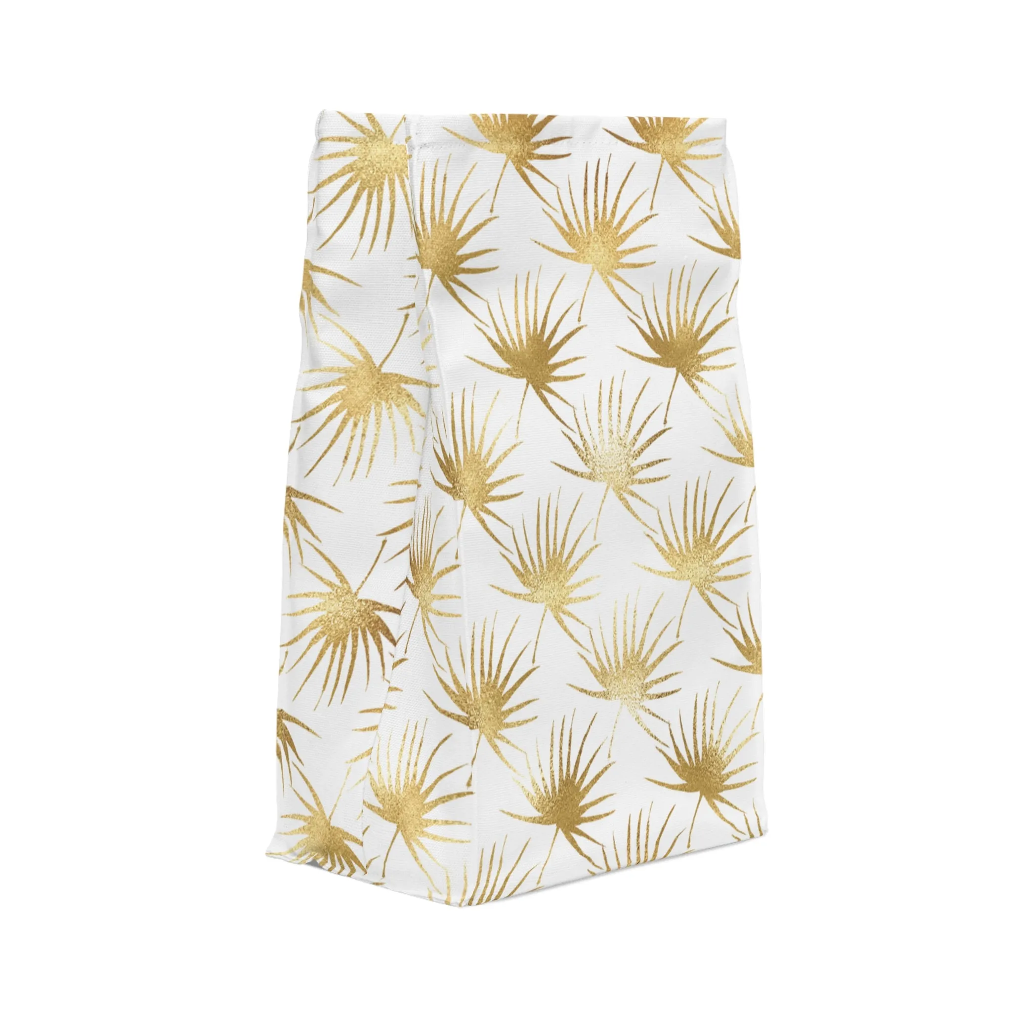 Insulated Lunch Bag Summer Floral Bag Gold Palm Leaves