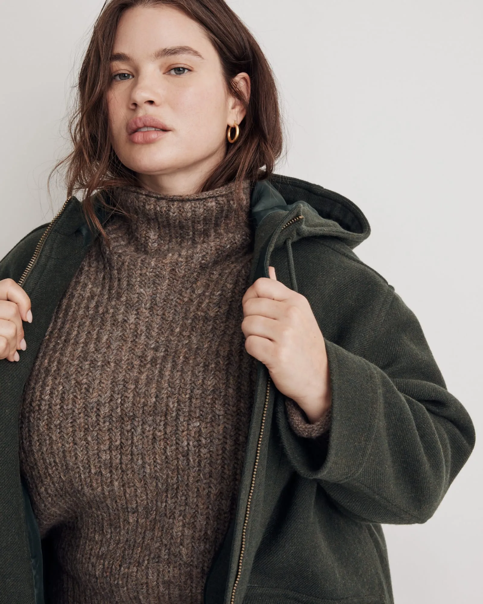 Insuluxe Wool Hooded Zip Coat | Heather Dark Pine