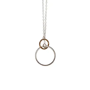 Interlocking Circles Necklace in two tone gold chain by Kenda Kist